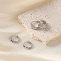 Elegant Silver Alloy Geometric Round Huggie Hoops With Zircon Rhinestone Inlay Minimalist Ear Cuff Earrings view 4