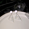Minimalist Acrylic Triangle Ruler Drop Studs With Round Color Tops For Women Fashion Earrings view 2