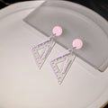 Minimalist Acrylic Triangle Ruler Drop Studs With Round Color Tops For Women Fashion Earrings view 4