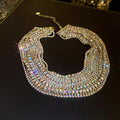 Colorful Rhinestone Multi Layer Alloy Necklace Geometric Line Light Luxury Collarbone Choker For Women view 2