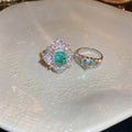 Fashion OL Style Metal Zircon Heart Double Layer Open Ring Elegant Luxury Accessory view 3