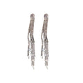 Copper Oval Zircon Tassel Drop Earrings With Silver Pins, Light Luxury Geometric OL Style view 5