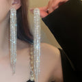 Copper Oval Zircon Tassel Drop Earrings With Silver Pins, Light Luxury Geometric OL Style view 4