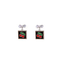 Fresh Elegant Alloy Enamel Strawberry Cherry Bowknot Hollow Rose Fruit Stud Dangle Drop Earrings view 5
