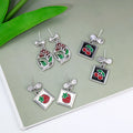 Fresh Elegant Alloy Enamel Strawberry Cherry Bowknot Hollow Rose Fruit Stud Dangle Drop Earrings view 1