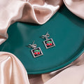 Fresh Elegant Alloy Enamel Strawberry Cherry Bowknot Hollow Rose Fruit Stud Dangle Drop Earrings view 3