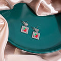Fresh Elegant Alloy Enamel Strawberry Cherry Bowknot Hollow Rose Fruit Stud Dangle Drop Earrings view 2