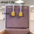Light Luxury Super Sparkling Princess Long Drop Earrings, Korean Style Rectangle Fashion Earrings view 5