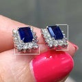 Hot Selling Rectangle Sapphire Blue Zircon Border Earrings, Sparkling European American Jewelry view 3