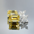 European Simulated Pale Yellow Zircon Flower Drop Earrings, Simple Sugar Cube Style view 4