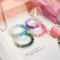 Icy White Jade Gradient Beaded Bracelet Cute Round Morganite Style Fresh Niche Jewelry view 3