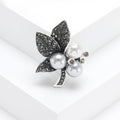 Alloy Rhinestone Leaf Pearl Brooch Pin For Elegant Clothing Decoration view 3