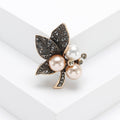 Alloy Rhinestone Leaf Pearl Brooch Pin For Elegant Clothing Decoration view 4