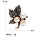 Alloy Rhinestone Leaf Pearl Brooch Pin For Elegant Clothing Decoration view 5