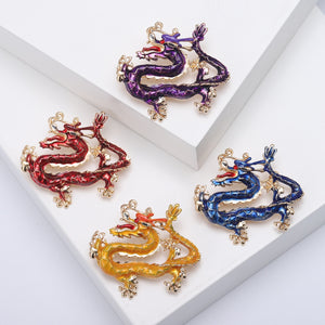 Premium Alloy Enamel Dragon Brooch Pin For Coats And Jackets
