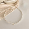 Light Luxury Zircon Faux Pearl Twisted Geometric Choker Necklace For Women view 3