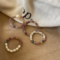 Freshwater Pearl Bodhi Bead Elastic Ring Baroque Geometric Round Versatile Fashion Index Ring view 1