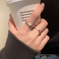 Freshwater Pearl Bodhi Bead Elastic Ring Baroque Geometric Round Versatile Fashion Index Ring view 3