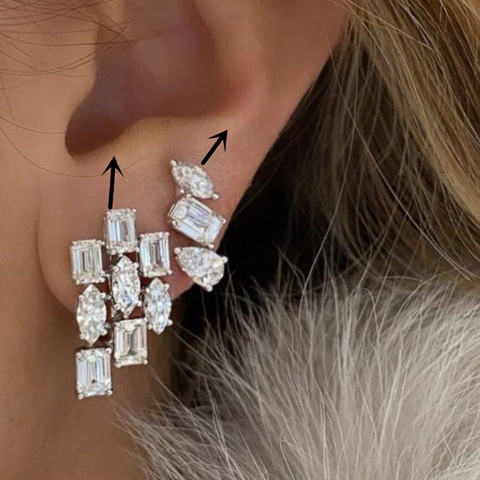 Niche Luxury Geometric Spliced Heart Fragment Stud Earrings, Minimalist Women's Ear Jewelry