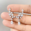 Korean Fashion Leaf Tassel Drop Earrings, Sparkling Zircon Waterdrop Ear Jewelry view 3