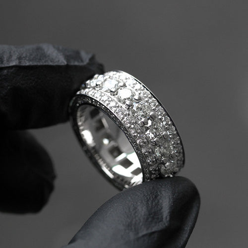 European American Fully Paved Unisex Ring, Niche Light Luxury Fashion Jewelry For Men Women