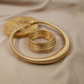 Vintage Gold Alloy Snake Bone Chain Hoop Set Stretch Bracelet Necklace Minimalist Hoop Earrings view 3