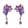 Alloy Purple Flower Rhinestone Drop Earrings, Exaggerated Luxury Statement Floral Design view 5