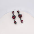 Vintage Dark Gothic Burgundy Glass Heart Tassel Drop Earrings With Alloy Claw Setting Luxury Stud Earrings view 4