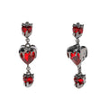 Vintage Dark Gothic Burgundy Glass Heart Tassel Drop Earrings With Alloy Claw Setting Luxury Stud Earrings view 5