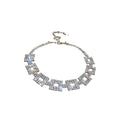 Western Style Alloy Rhinestone Square Necklace Earrings Bracelet Jewelry Set For Women view 5