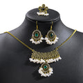 Vintage Bohemian Alloy Rhinestone Floral Pearl Tassel Jewelry Set Ethnic Luxury Drop Earrings view 5