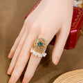 Vintage Bohemian Alloy Rhinestone Floral Pearl Tassel Jewelry Set Ethnic Luxury Drop Earrings view 4