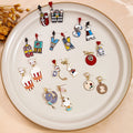 Silver Needle Cartoon Enamel Tassel Stud Earrings Bow Flower Letter Popcorn Alloy Drops view 2