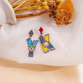Silver Needle Cartoon Enamel Tassel Stud Earrings Bow Flower Letter Popcorn Alloy Drops view 4