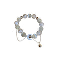 Light Luxury Cat Eye Stone Round Bead Moon Charm Geometric Beaded Bangle view 5