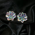 Iridescent Camellia Flower Resin Studs French Fresh Mermaid Color Silver Needle Earrings view 4