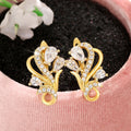 Luxury Sparkling Floral Ring And Ear Cuff Set For Women, Elegant Matching Jewelry Set Earrings view 4