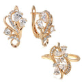Luxury Sparkling Floral Ring And Ear Cuff Set For Women, Elegant Matching Jewelry Set Earrings view 1