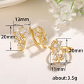 Luxury Sparkling Floral Ring And Ear Cuff Set For Women, Elegant Matching Jewelry Set Earrings view 5