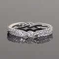Japanese Minimalist Braided Cross Micro Pave Ring, Twisted Design Fashion Women's Finger Ring view 1