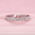 Japanese Minimalist Braided Cross Micro Pave Ring, Twisted Design Fashion Women's Finger Ring view 2