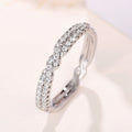 Japanese Minimalist Braided Cross Micro Pave Ring, Twisted Design Fashion Women's Finger Ring view 3