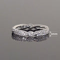 Japanese Minimalist Braided Cross Micro Pave Ring, Twisted Design Fashion Women's Finger Ring view 5