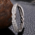 Japanese Minimalist Braided Cross Micro Pave Ring, Twisted Design Fashion Women's Finger Ring view 4