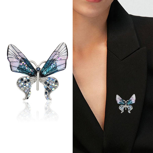 Acrylic Rhinestone Butterfly Brooch Pin For Coats And Suits