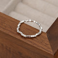 Minimalist Silver Tone Square Geometric Elastic Bead Ring For Women Index Finger Jewelry view 3