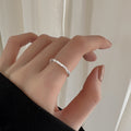 Minimalist Silver Tone Square Geometric Elastic Bead Ring For Women Index Finger Jewelry view 2