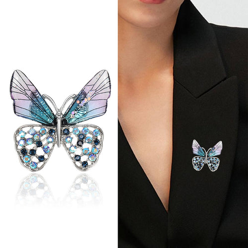 Acrylic Rhinestone Butterfly Brooch For Coats Suits And Shawls