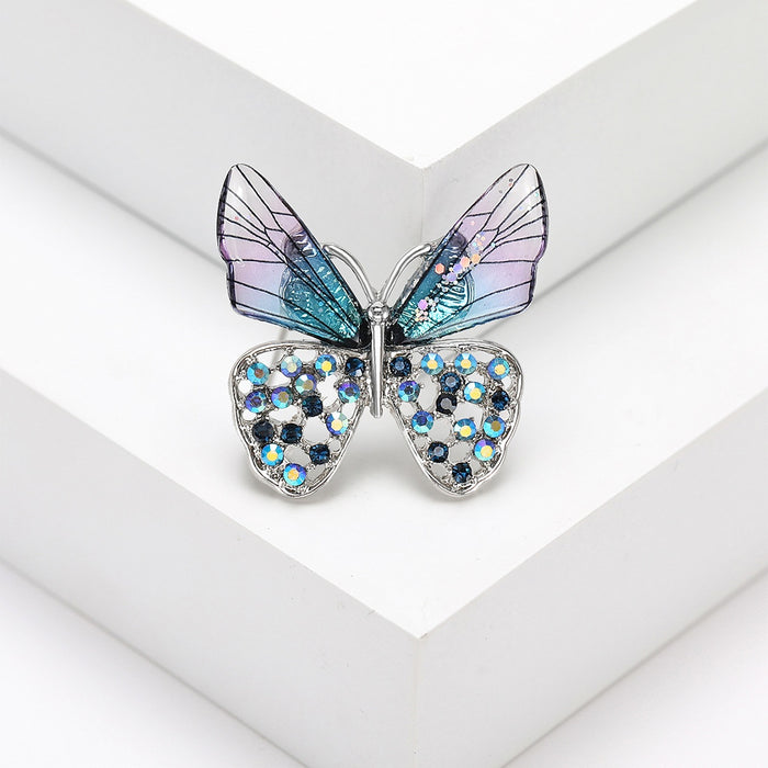 Acrylic Rhinestone Butterfly Brooch For Coats Suits And Shawls