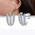 Sparkling Full Pave Zircon Ear Clips, Minimalist Luxury Fashion Office Stud Earrings view 1